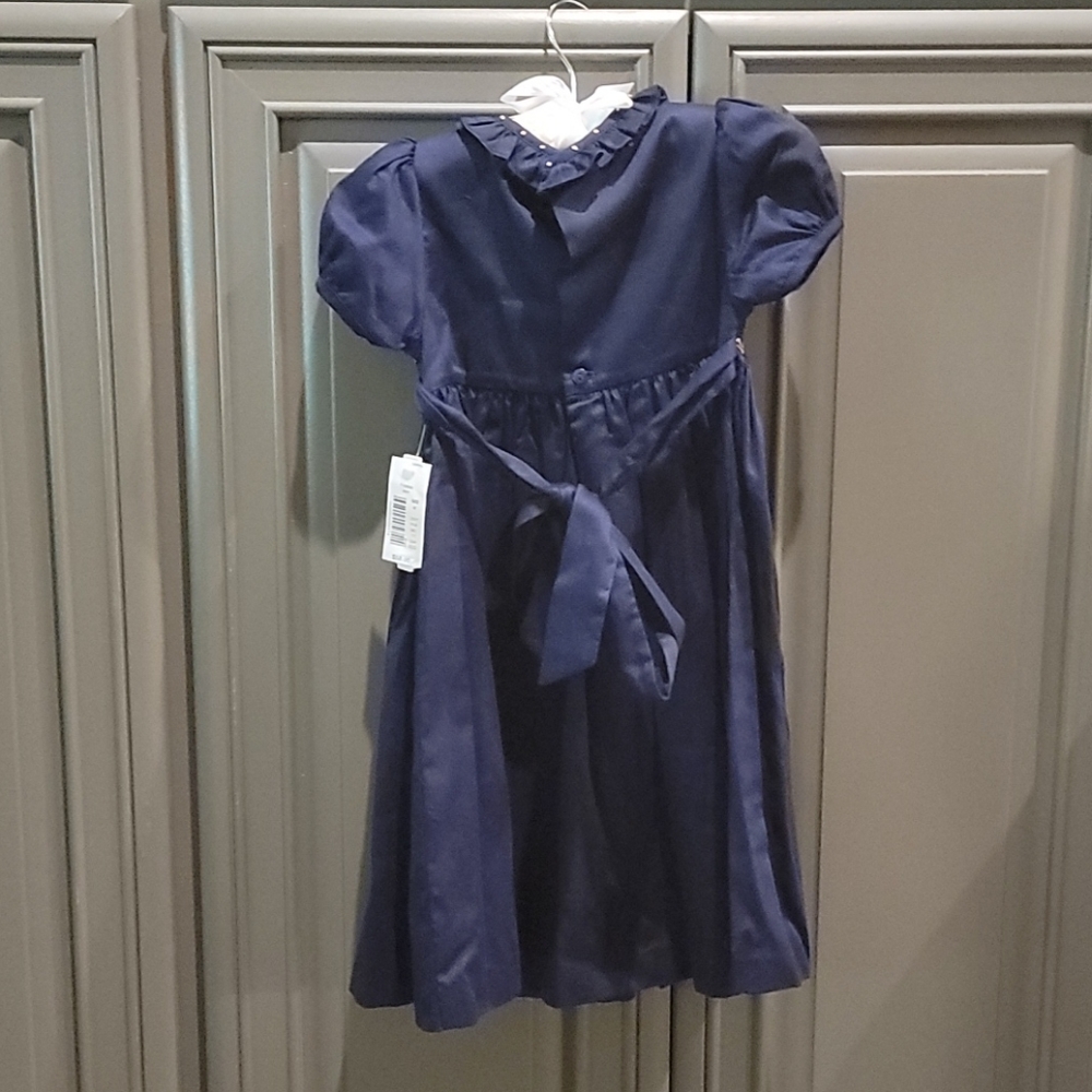 Navy Blue Long Dress with Gold Accents - Picture 3 of 5